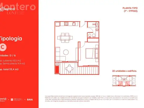 Departamento en Venta de 1 dormitorio