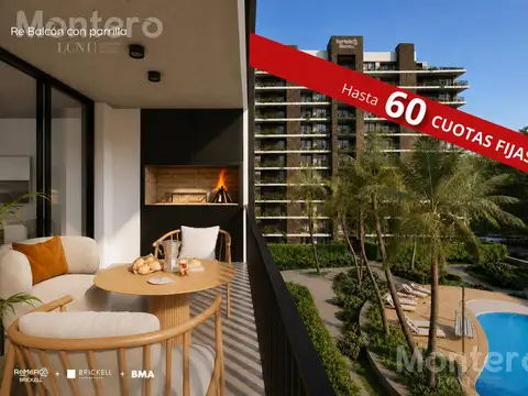 Brickell Remeros-2 Amb. Balcón con Parrilla- 9° al 11° G- Hasta 60 cuotas Fijas en Dólares¡