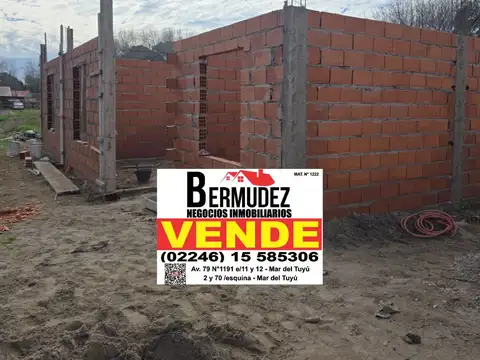 VENTA CHALET 3 AMBIENTES MEDIO Y FONDO A ESTRENAR CALLE 76 ENTRE 8 Y 9 MAR DEL TUYU ANTICIPO Y CUOTAS 