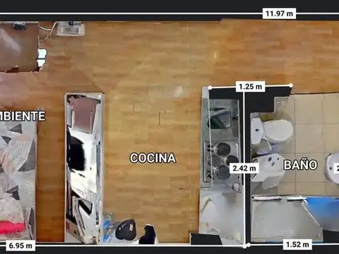 Departamento Monoambiente con 1 baño