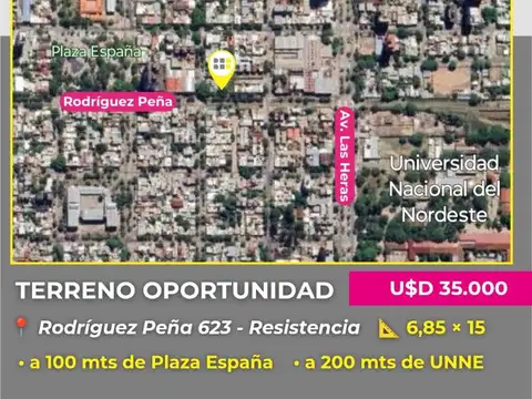 TERRENO OPORTUNIDAD – A PASOS DEL CENTRO Y DE LA UNNE