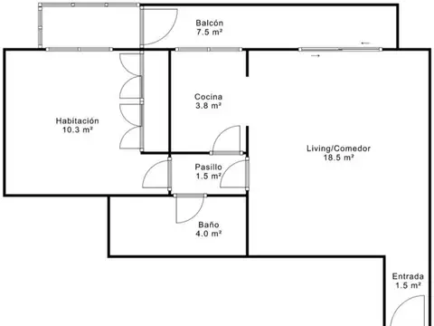 Depto Tipo Casa en Venta de 1 dormitorio