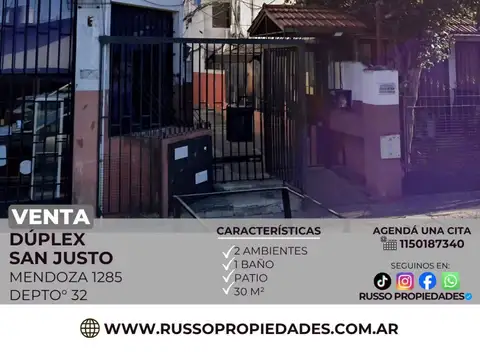 Venta Duplex de 2 Ambientes en San Justo