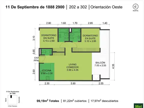 11 De Septiembre De 1888 2900, Piso 2