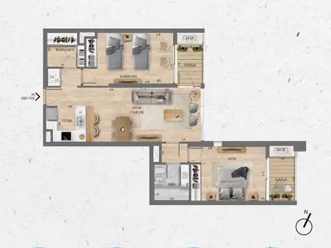 VENTA Apartamento 2 dormitorios Lago Calcagno