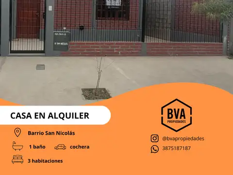 Casa en Alquiler en Salta, Capital