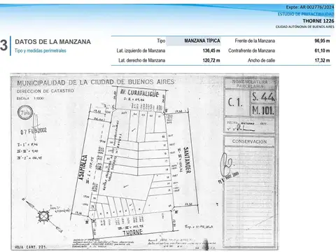 Terreno en Venta en Parque Chacabuco, USD 170.000