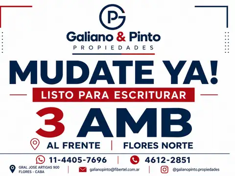 EXCELENTE DEPARTAMENTO 3 AMB. C/ VISTA ABIERTA