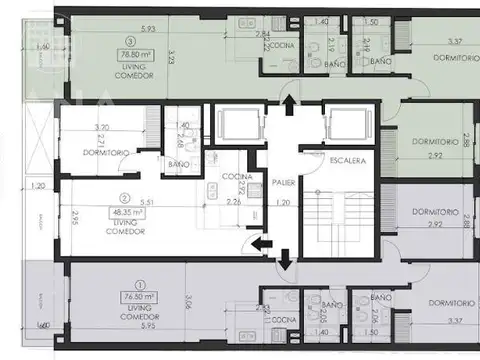 Departamento 2 ambientes con 2 baños