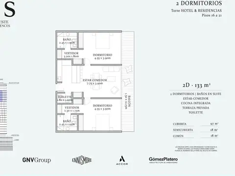 Departamento en Venta de 2 dormitorios