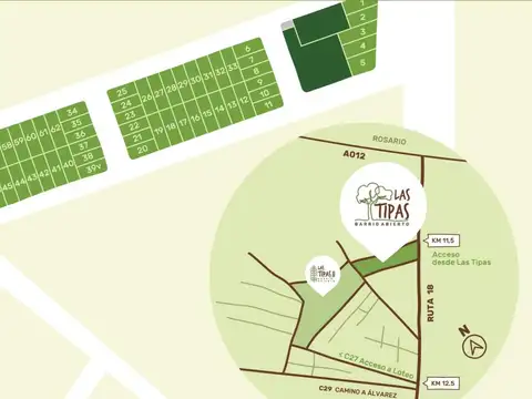 Ruta 18 km 11,5. Barrio abierto Las Tipas. Alvarez