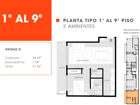 Departamento en Venta de 2 ambientes