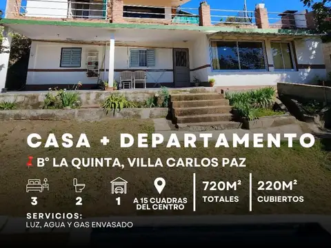 VENTA CASA 3 DOR + DPTO. B° LA QUINTA. VILLA CARLOS PAZ