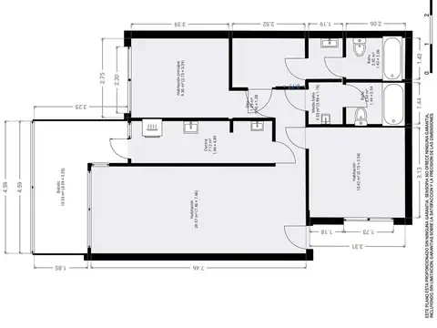 Departamento 3 ambientes con 2 baños