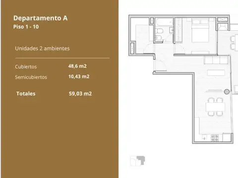 Departamento en Venta de 3 ambientes