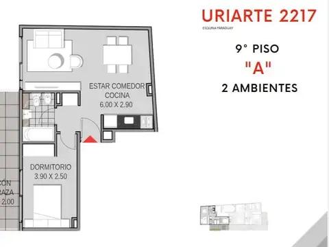 Departamento 2 ambientes con 1 baño