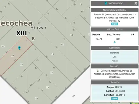 Lote de 330m2 en venta, en Villa Marítima Zabala, Necochea