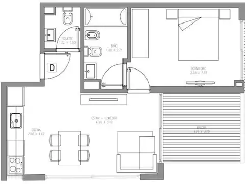 Departamento en venta 2 amb con balcón terraza
