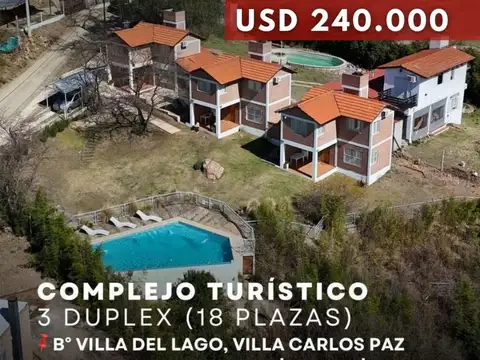 Complejo Turístico De 3 Duplex C/Pileta En 1.901M² De Terreno En Villa Del Lago, Villa Carlos Paz