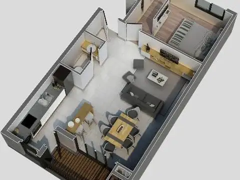 Departamento 2 ambientes con 2 baños