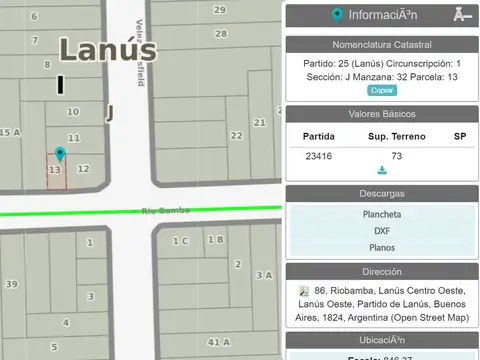 VENTA TERRENO EN EXELENTE UBICACION LANUS O