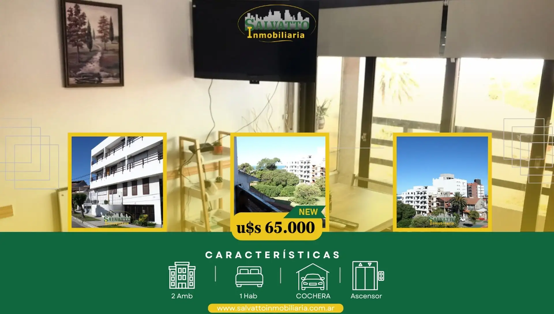 Departamento 2 ambientes con cochera en Punta Mogotes