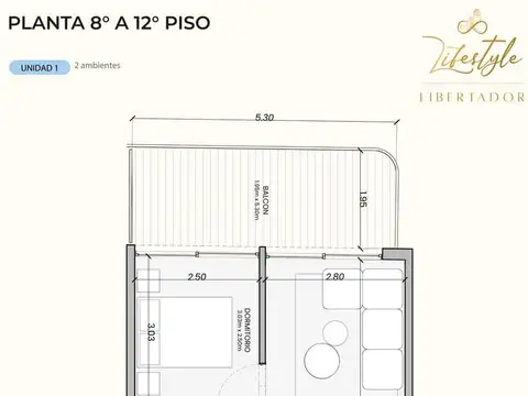 Oficina Monoambiente con 1 baño