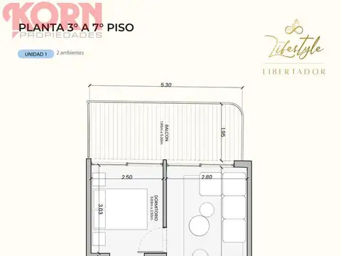 Oficina Monoambiente con 1 baño