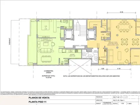 Monoambiente en Las Cañitas