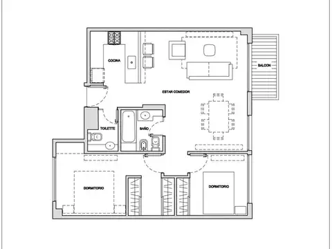 Departamento 3 ambientes con 1 baño