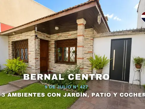 VENTA CASA 3 AMB C/ JARDÍN Y COCHERA BERNAL CENTRO