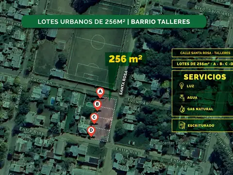 Terrenos de 256m2 en venta casco urbano Roldán