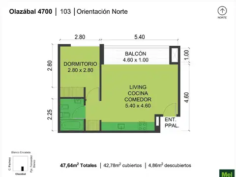 Olazabal 4700, Piso 1