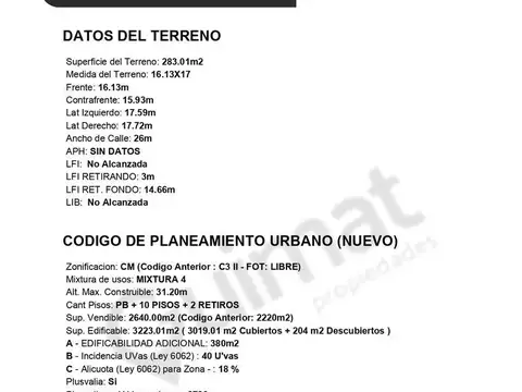 Terreno en Venta de 283,0 m2