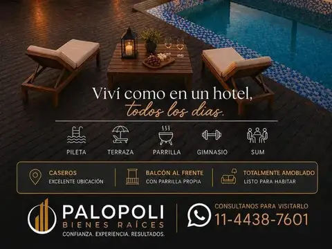 CASEROS   Departamento Monoambiente con amenities a estrenar amoblado y con opción a cochera