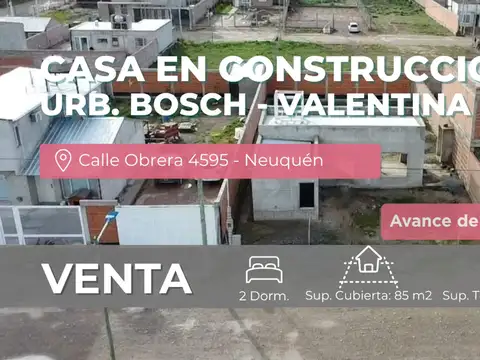 Venta casa 2 dorm. en construcción valentina sur
