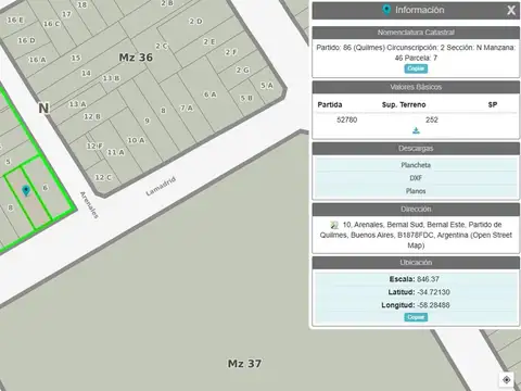 Terreno en Venta Bernal