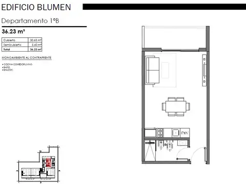 Departamento monoambiente en venta
