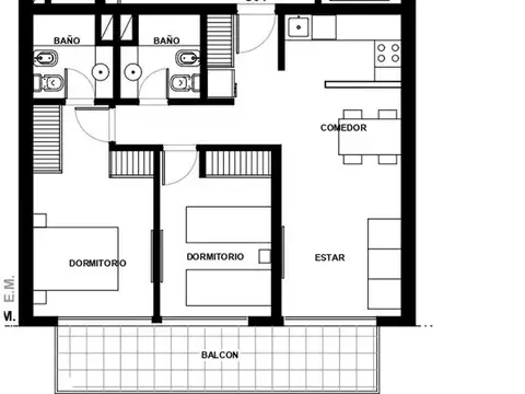 Departamento en Venta de 2 dormitorios