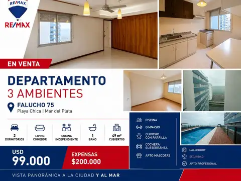 VENTA- DPTO. 3 AMBIENTES- PLAYA CHICA-FTE. AL MAR