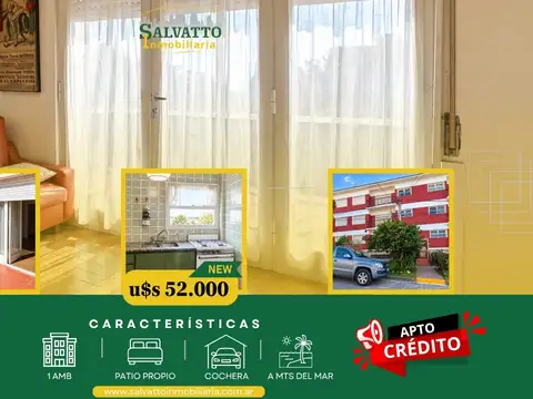 Monoambiente con patio propio y cochera en Punta Mogotes