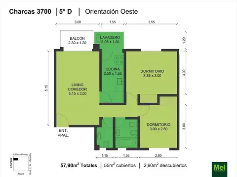 Charcas 3700, Piso 5