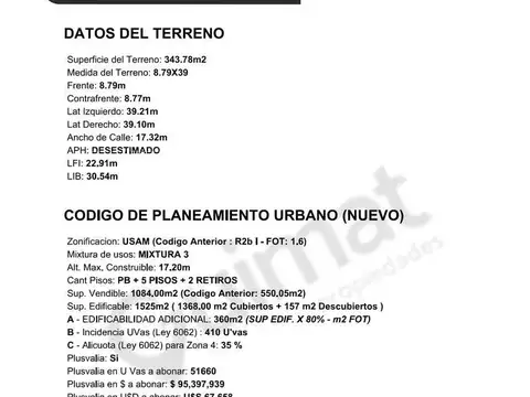 Terreno en Venta de 343,0 m2