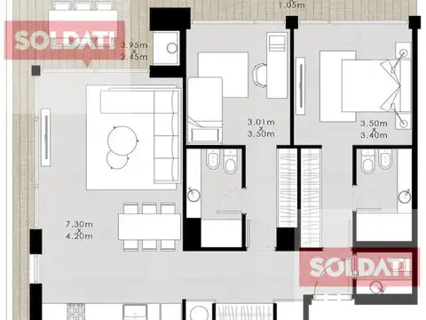 Departamento en Venta de 3 ambientes