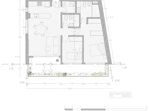 Departamento 3 ambientes con 2 baños