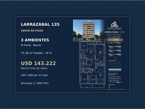 Larrazábal 135 | 3 ambientes al frente con balcón | En pozo