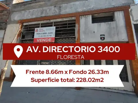 Venta - Terreno: Planta baja   9 Pisos - Más de 1.200m² vendibles- Floresta
