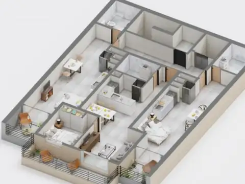 Departamento Monoambiente con 1 baño