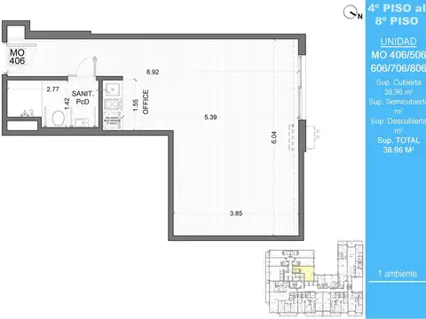 Departamento en Venta de Monoambiente
