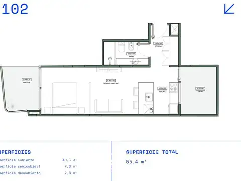 Departamento en venta en Colegiales 1 Dormitorios